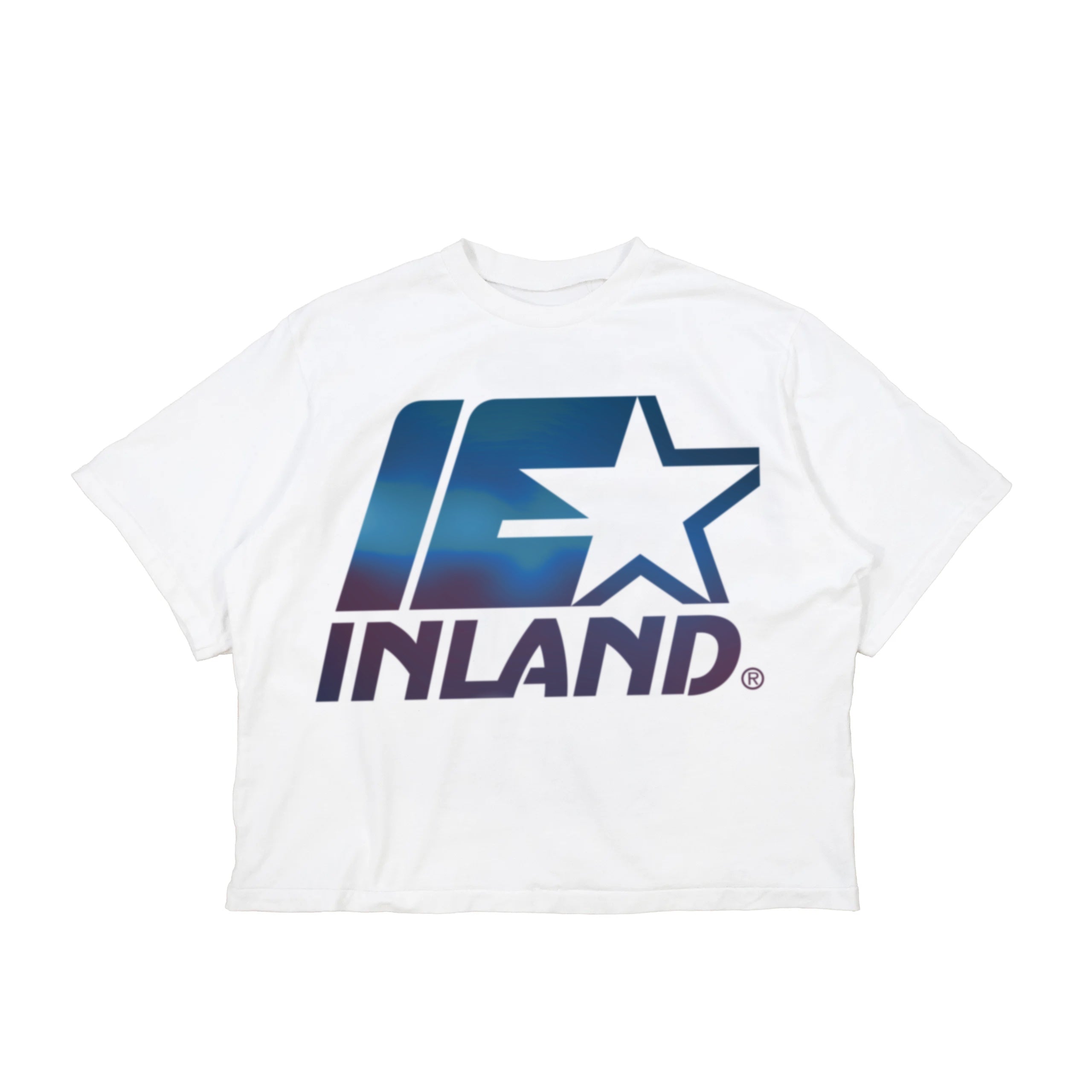 BASIC WHITE INLAND LOGO TEE / OCEAN DYE
